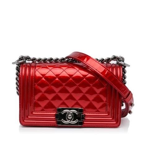 patent leather chanel boy bag|Chanel patent leather mini bag.